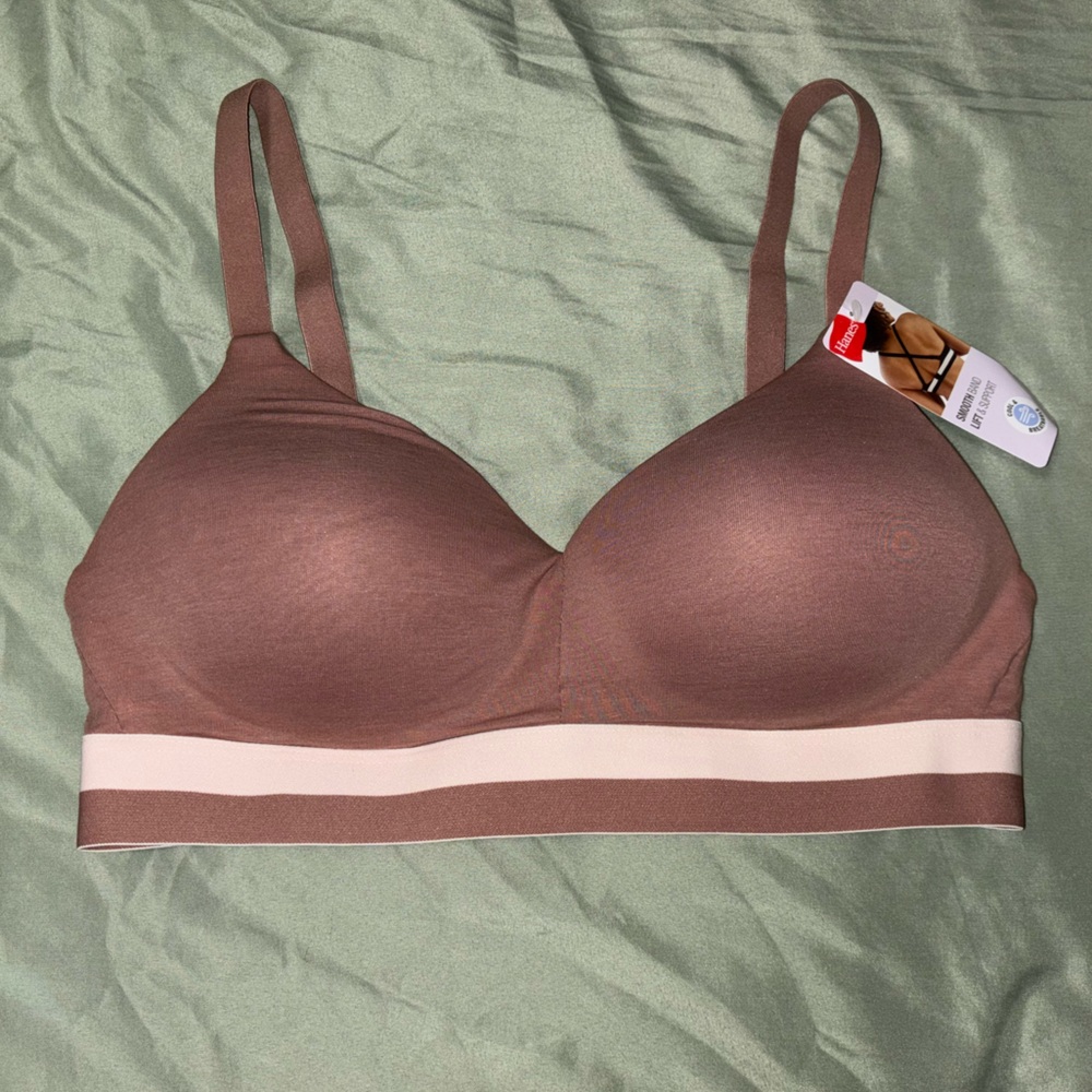 Seamless Hanes Pink Bra with Cream Accents
